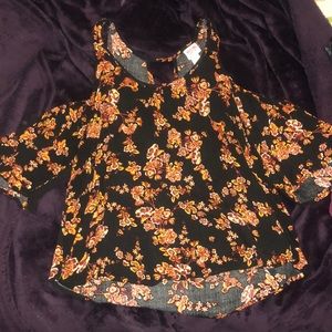 Black Floral Print Blouse